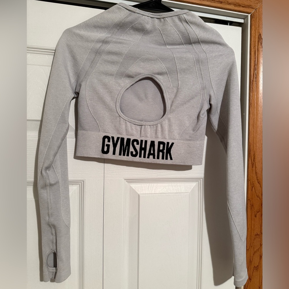 Gymshark Light Gray Long Sleeve Crop Top